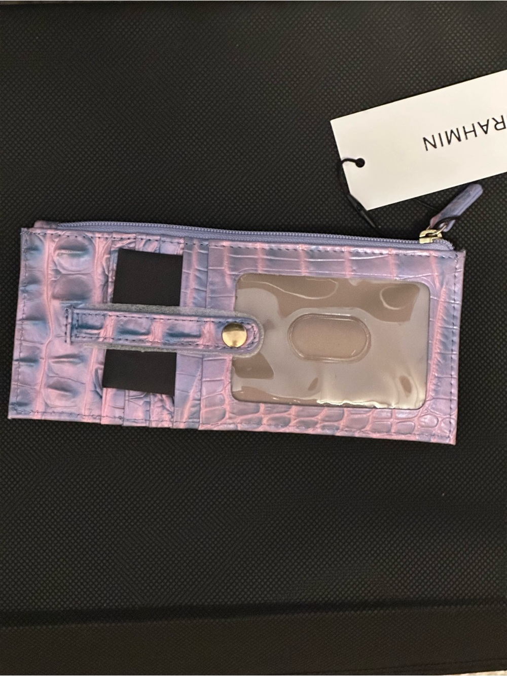 Reduced Brahmin Frosted Lilac Iridescent Card Wallet and replacement medallion - Picture 3 of 3